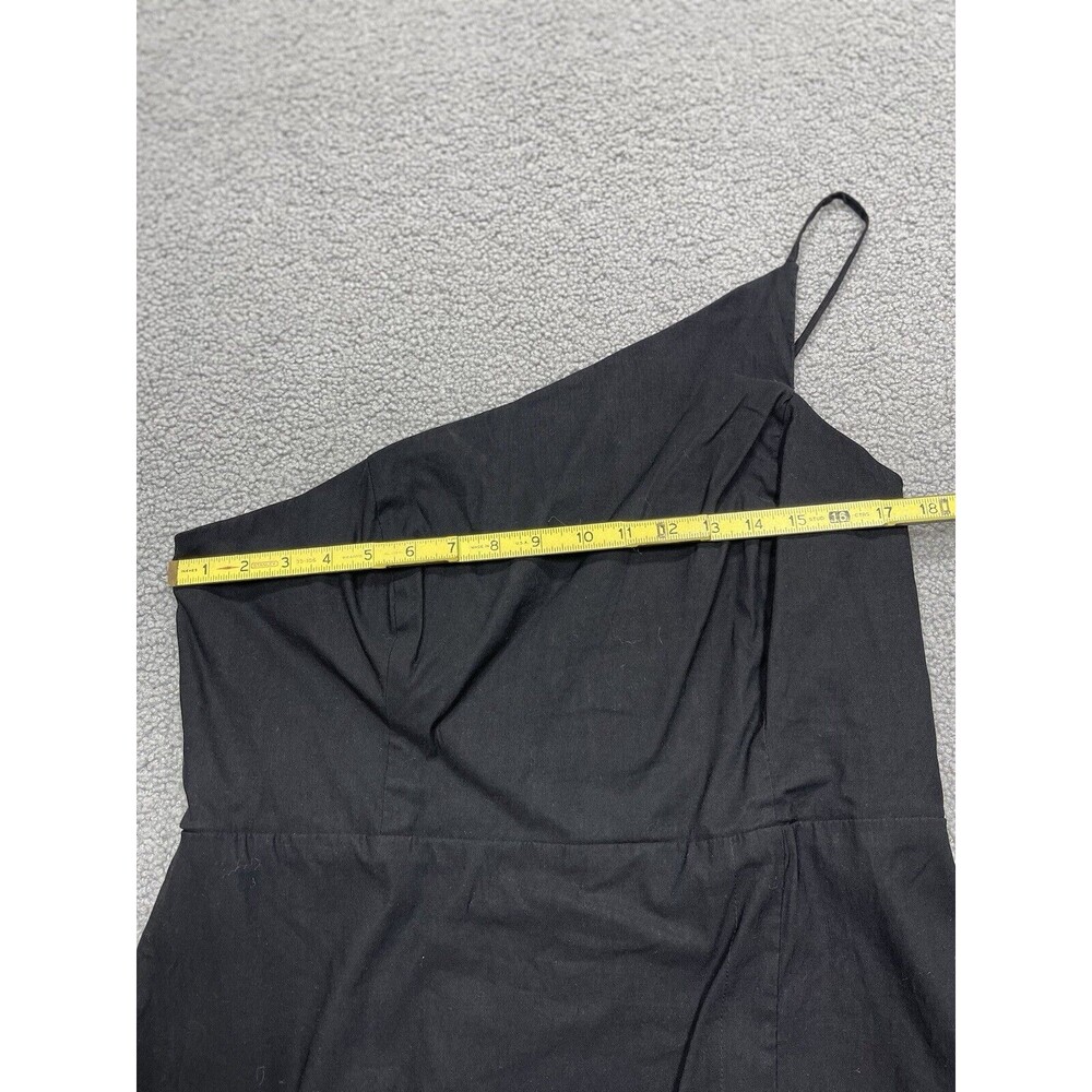 Anthropologie Midi Dress Women Black One Shoulder Linen Blend Preppy Sz XL New - Picture 8 of 12